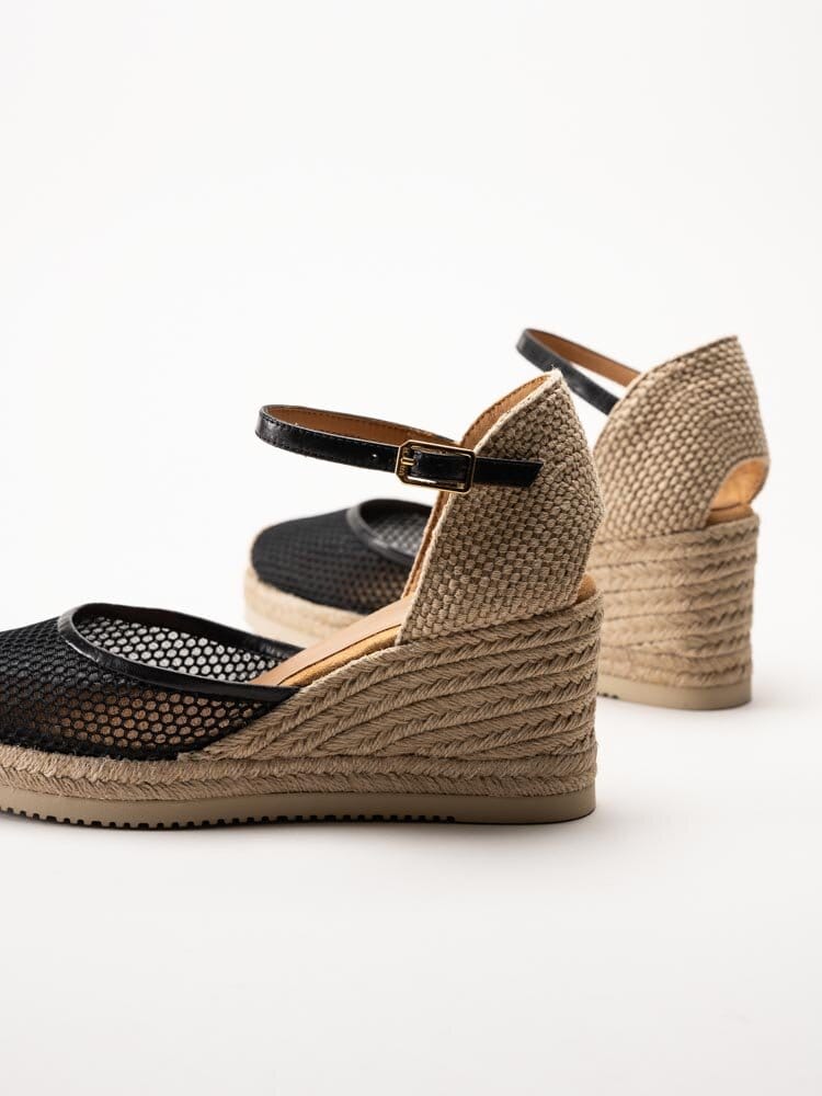 Unisa - Cueta5 - Svarta kilklackade espadrillos i textil