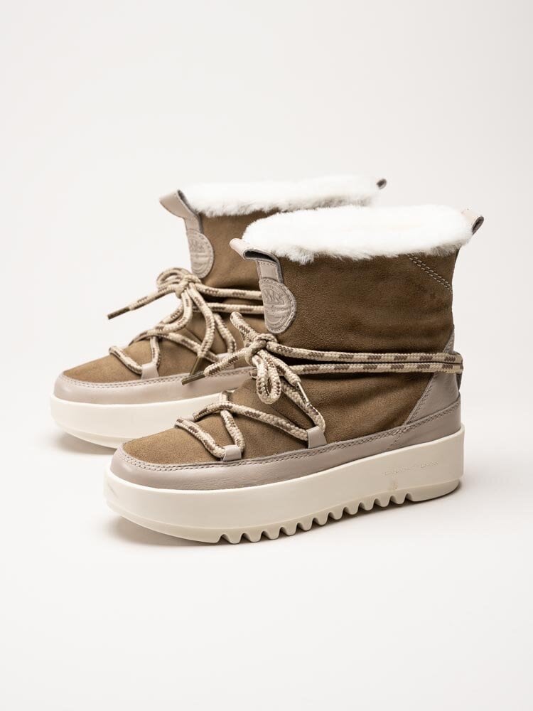 Canada Snow - Mount Marty - Beige boots i mocka med fårskinnsfoder