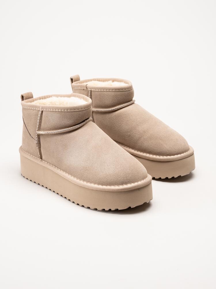 Duffy - Beige fodrade boots i mocka