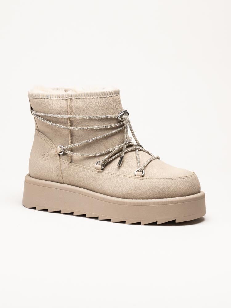 Tamaris - Beige fodrade platåboots