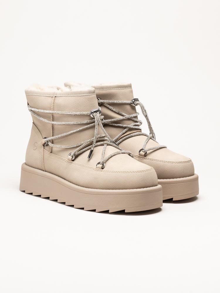 Tamaris - Beige fodrade platåboots