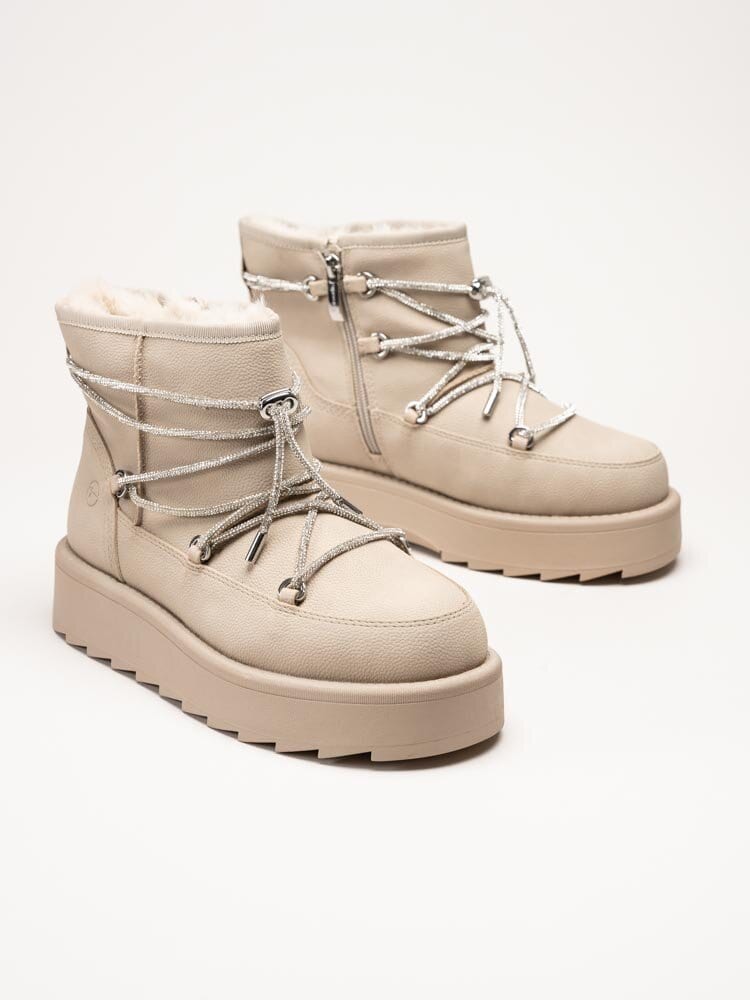 Tamaris - Beige fodrade platåboots