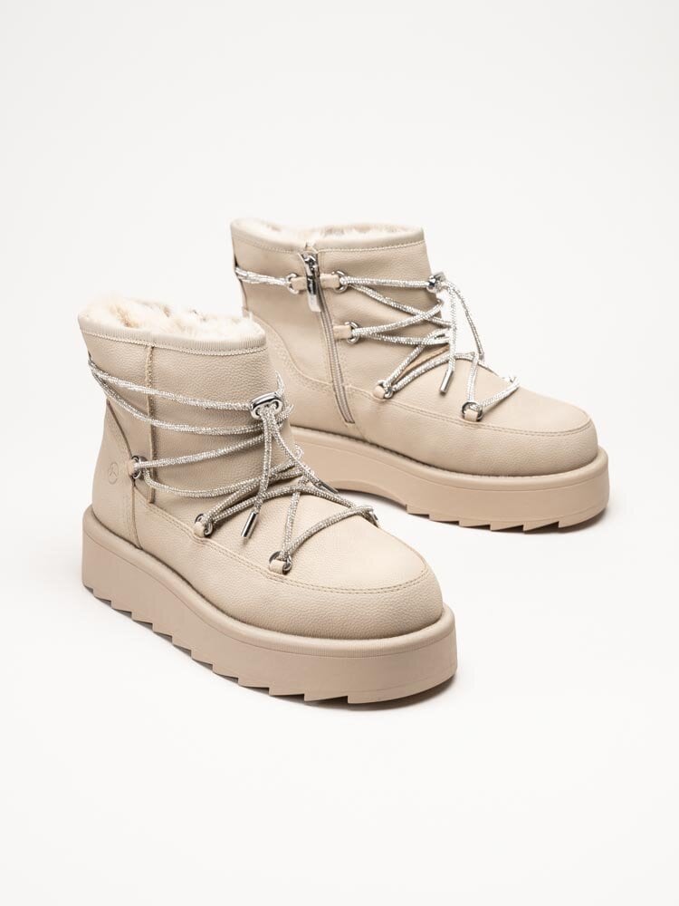 Tamaris - Beige fodrade platåboots