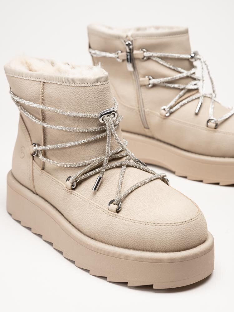 Tamaris - Beige fodrade platåboots