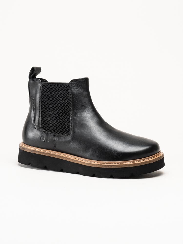 Green Comfort - Verona low cut - Svarta chelsea boots i skinn