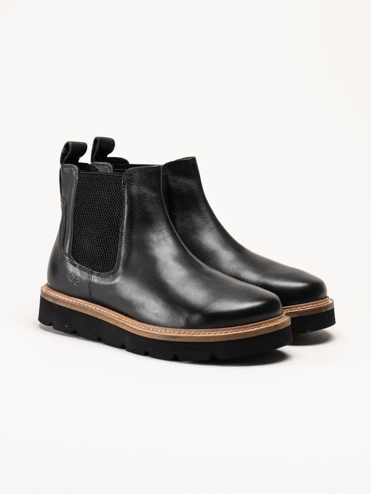 Green Comfort - Verona low cut - Svarta chelsea boots i skinn