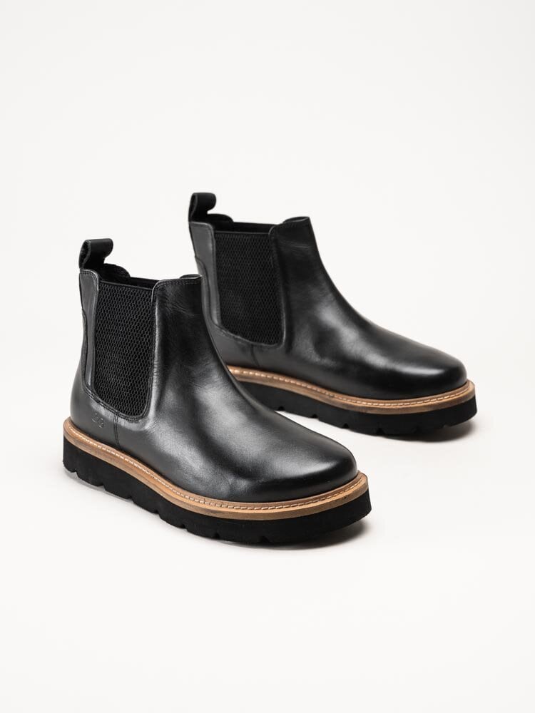 Green Comfort - Verona low cut - Svarta chelsea boots i skinn