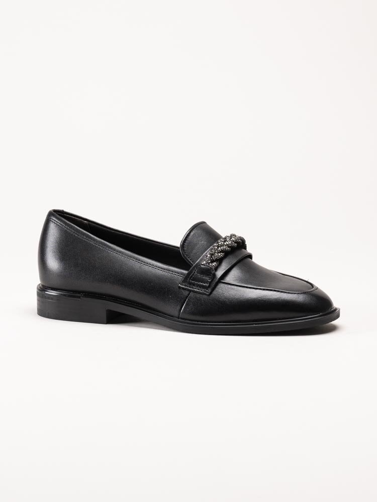 Tamaris - Svarta loafers i skinn