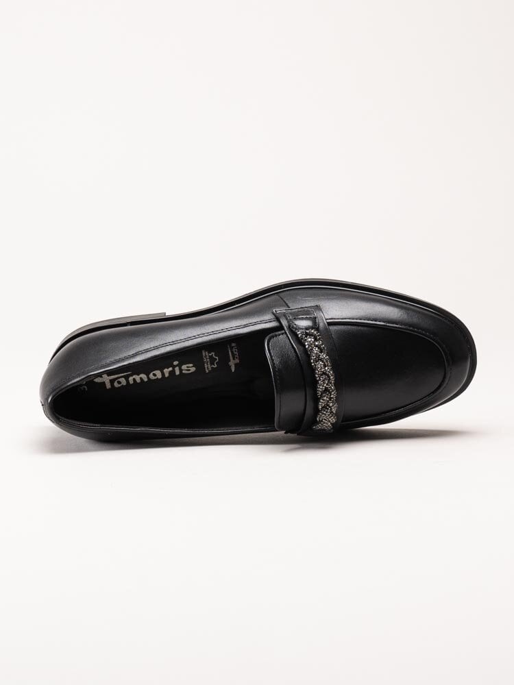 Tamaris - Svarta loafers i skinn