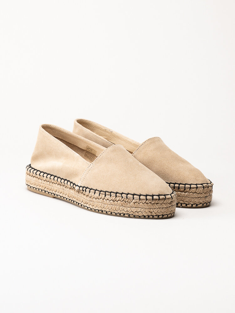 Alberville - Beige espadrillos i mocka