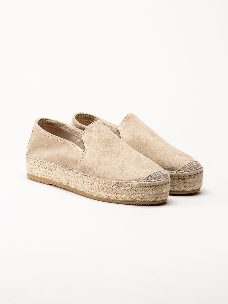 Duffy - Beige espadrillos i mocka