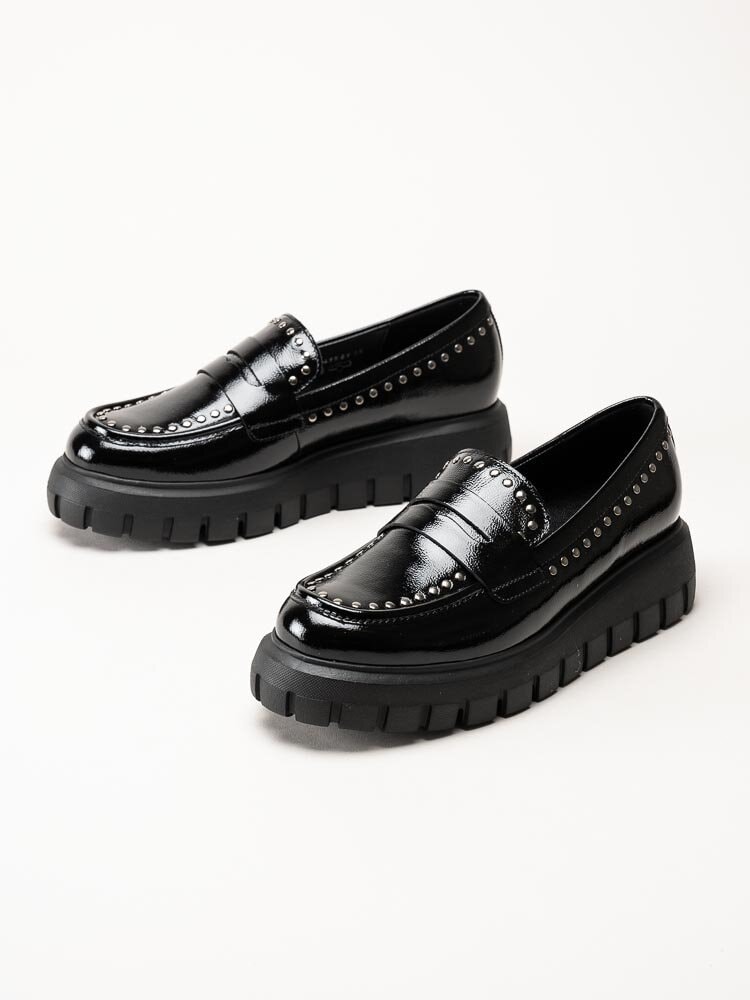 Gabor - Svarta loafers med chunky sula