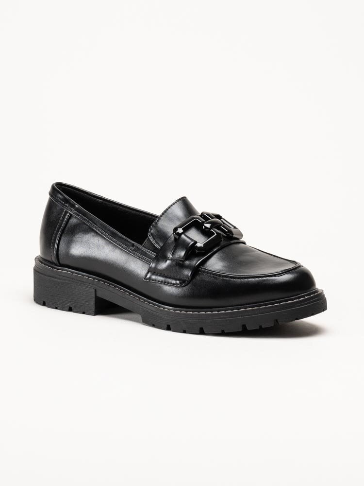 Jana - Svarta loafers i skinnimitation