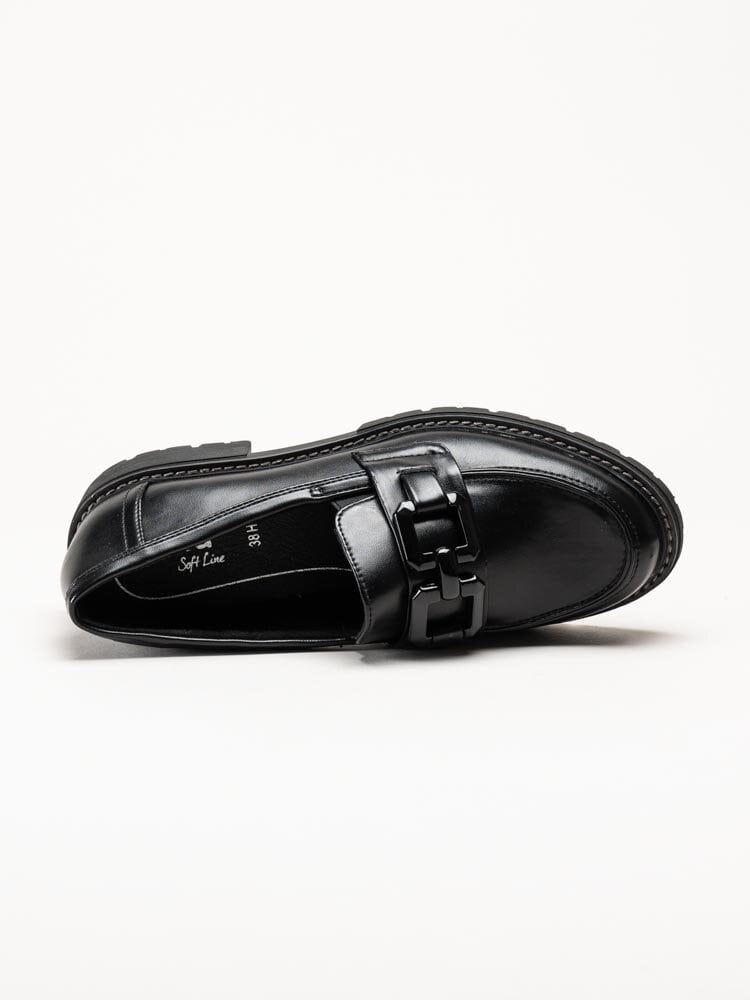 Jana - Svarta loafers i skinnimitation