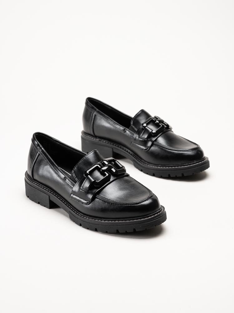 Jana - Svarta loafers i skinnimitation