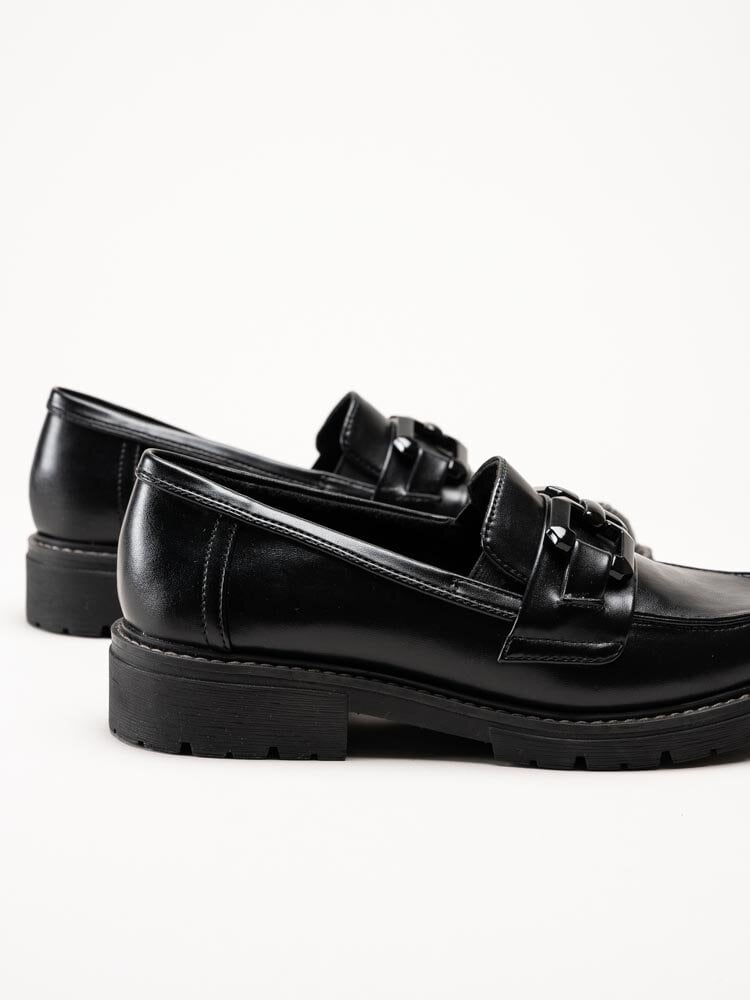 Jana - Svarta loafers i skinnimitation