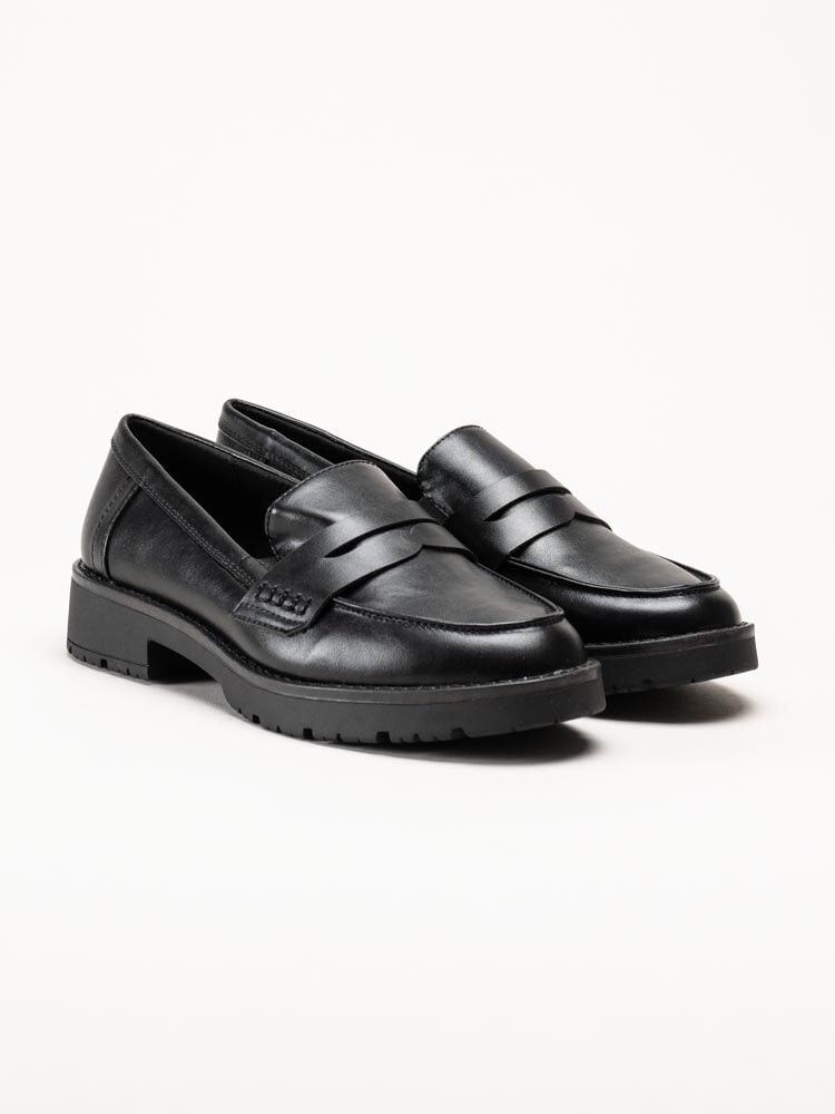 Jana - Svarta loafers i skinnimitation