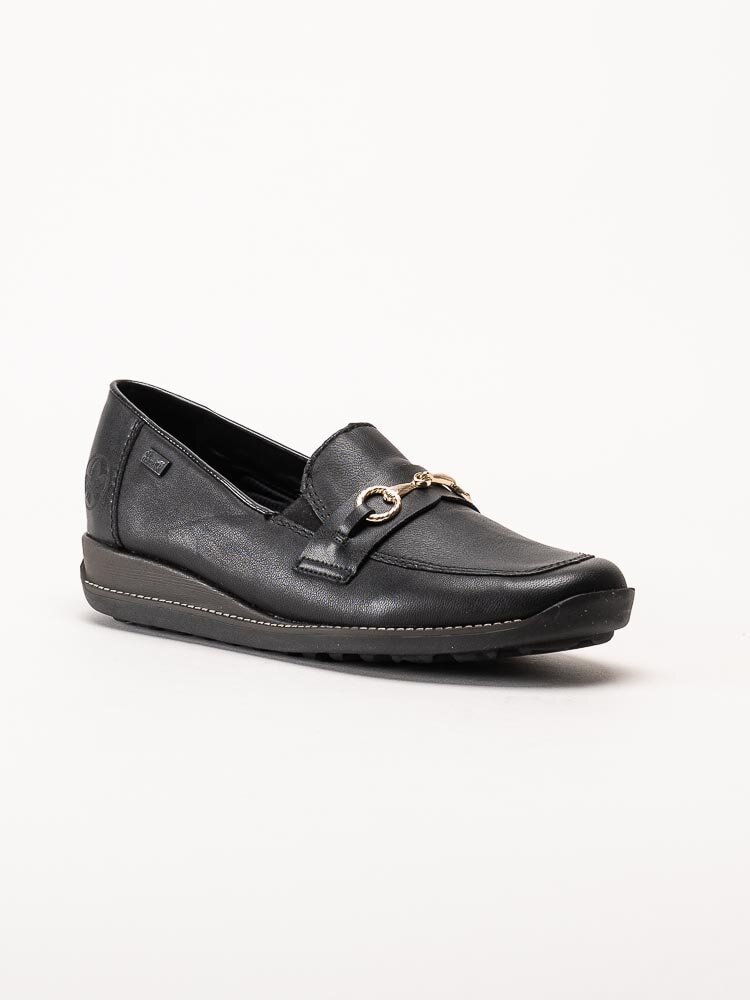 Rieker - Svarta loafers i skinn