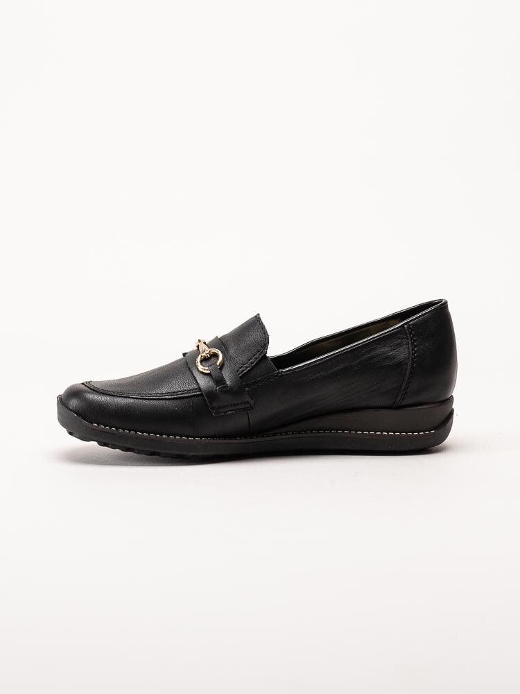 Rieker - Svarta loafers i skinn