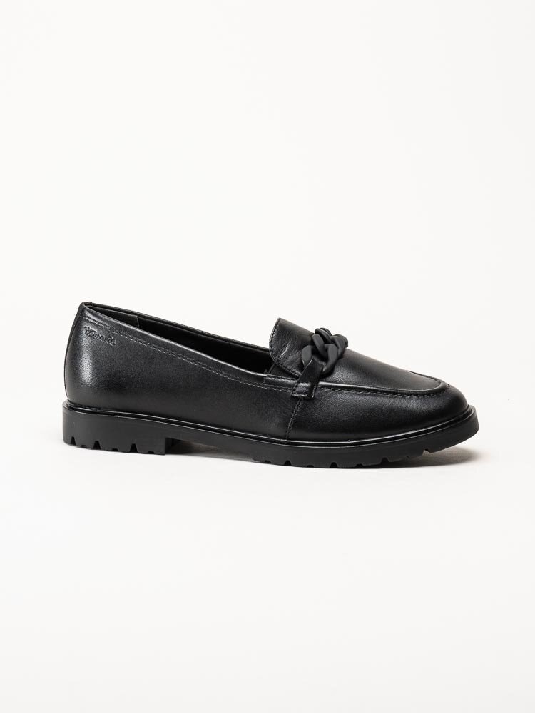 Tamaris - Svarta loafers i skinn