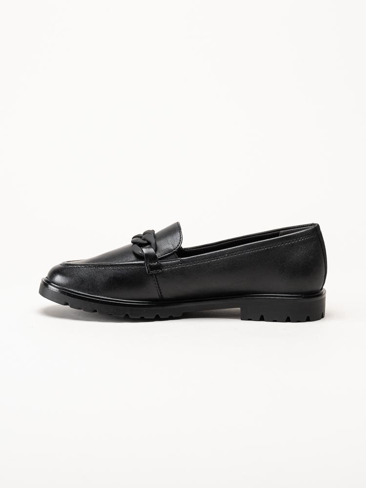 Tamaris - Svarta loafers i skinn