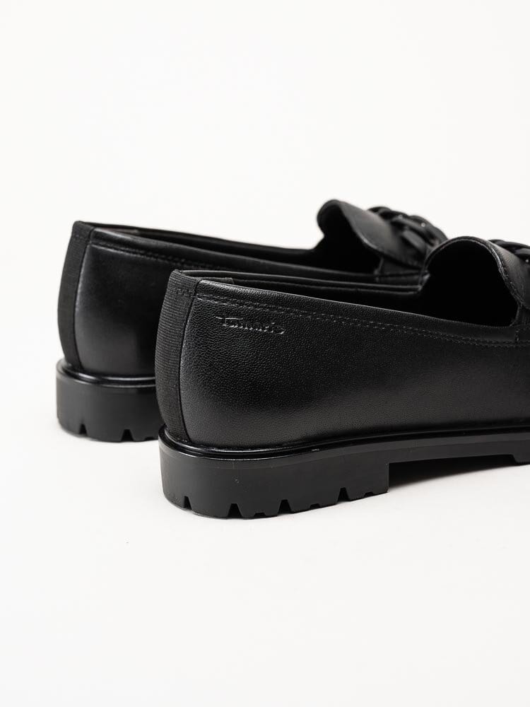 Tamaris - Svarta loafers i skinn