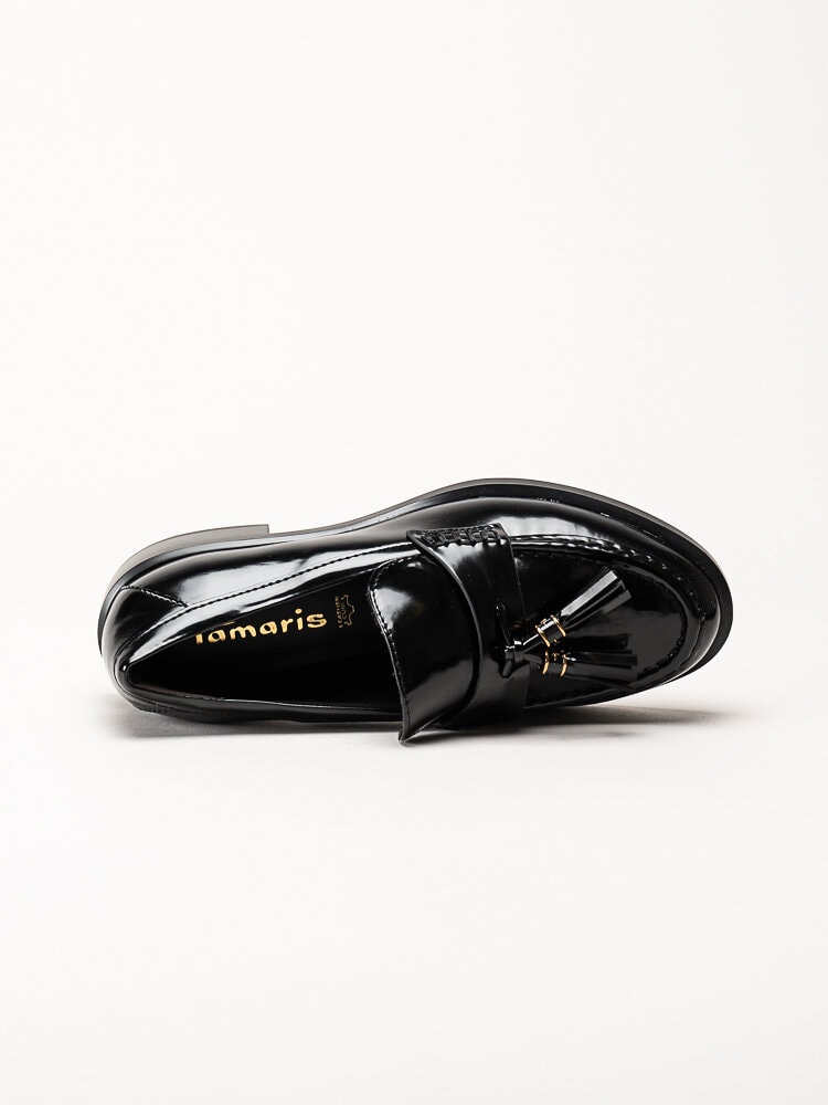 Tamaris - Svarta loafers i lack