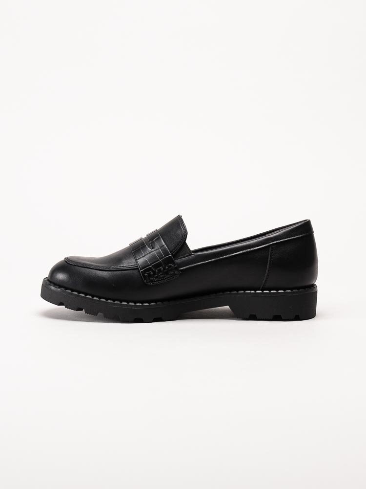 Tamaris - Svarta loafers i skinnimitation