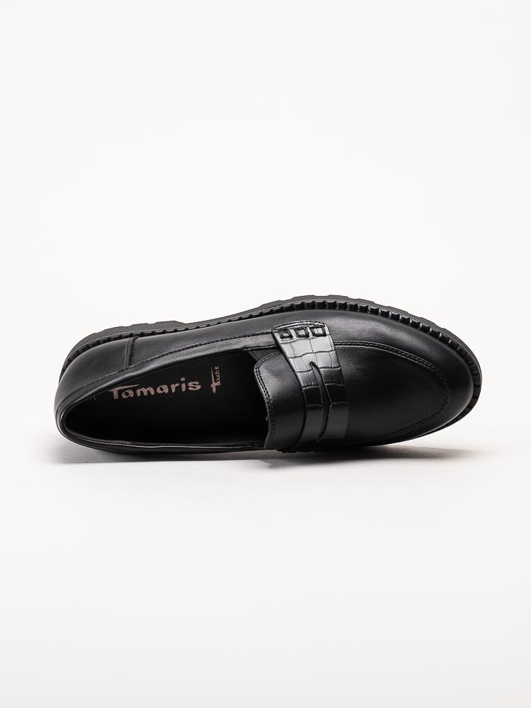 Tamaris - Svarta loafers i skinnimitation