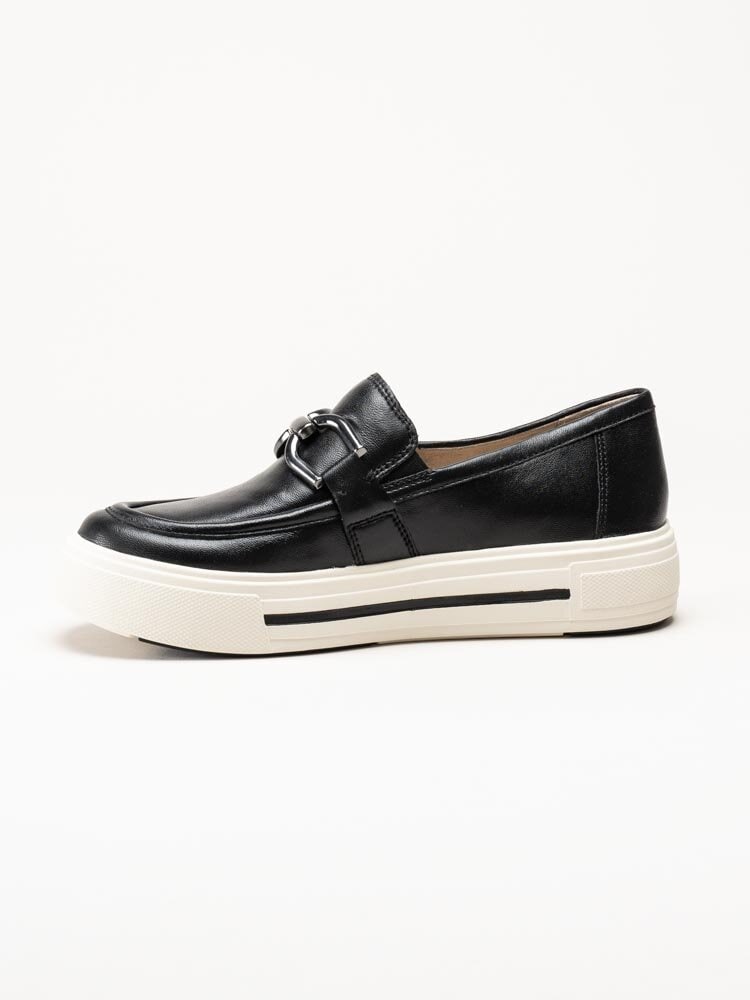 Caprice - Svarta loafers i skinn