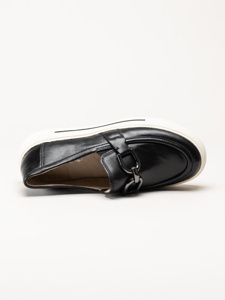 Caprice - Svarta loafers i skinn