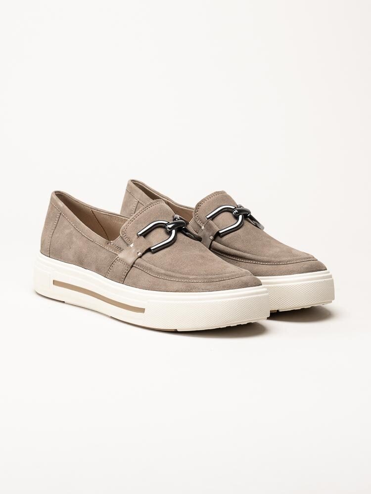 Caprice - Beige loafers i mocka