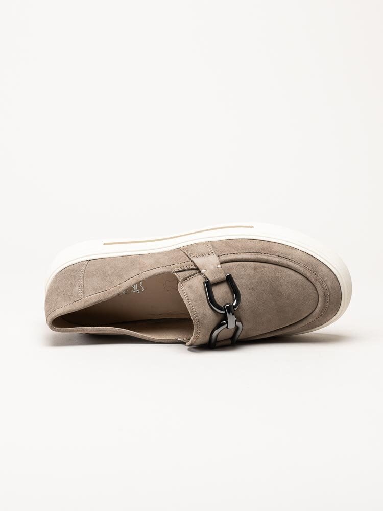 Caprice - Beige loafers i mocka