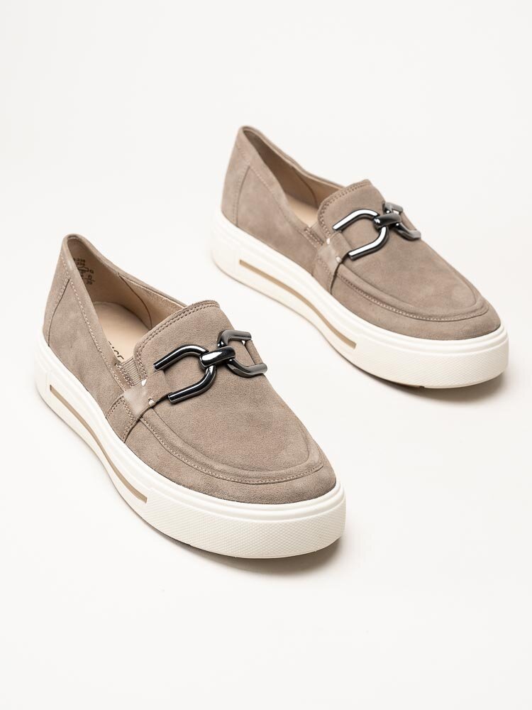 Caprice - Beige loafers i mocka