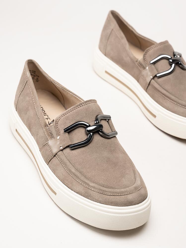 Caprice - Beige loafers i mocka