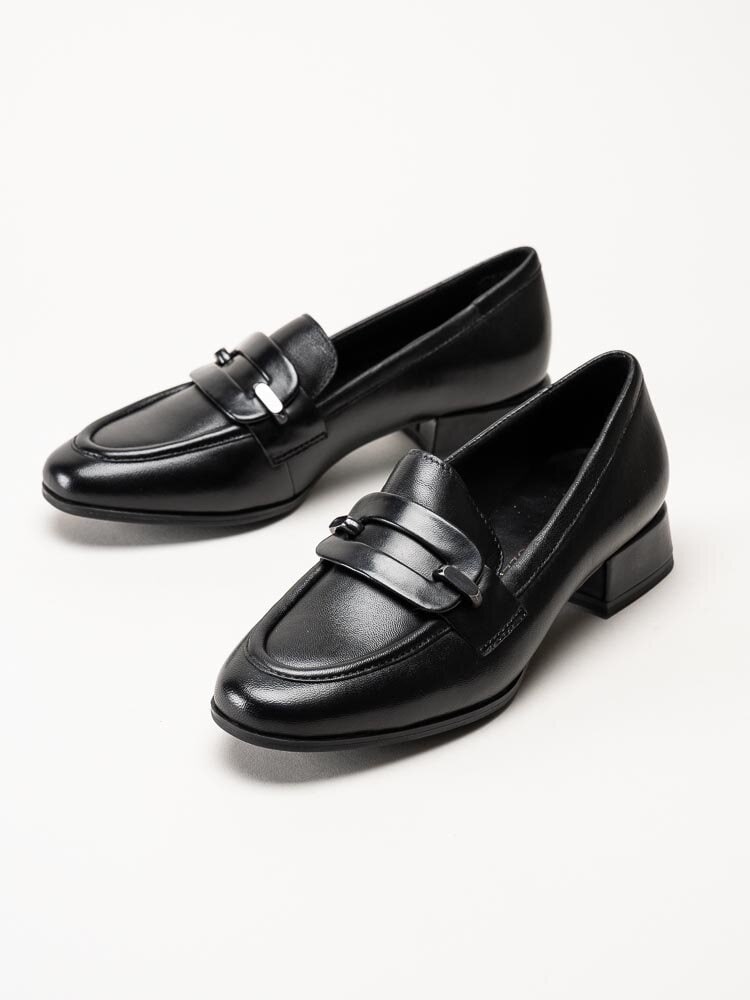 Marco Tozzi - Svarta loafers i skinn