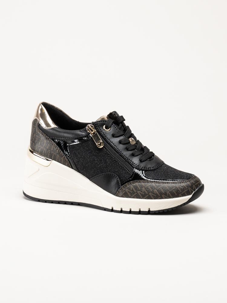 Marco Tozzi - Svarta kilklackade sneakers