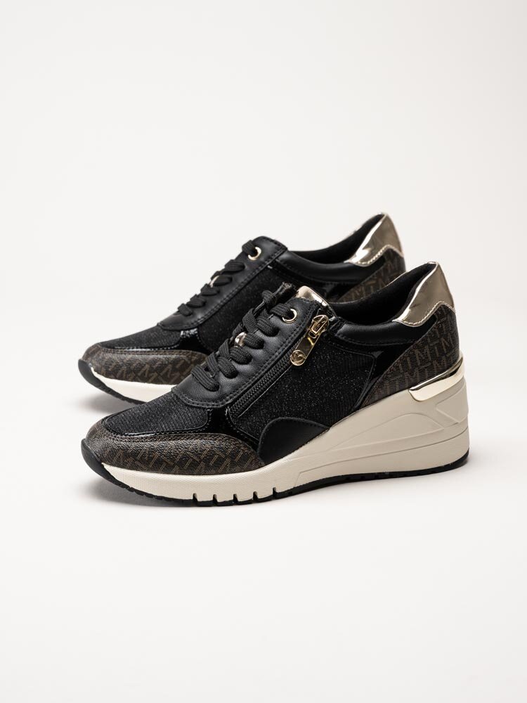 Marco Tozzi - Svarta kilklackade sneakers