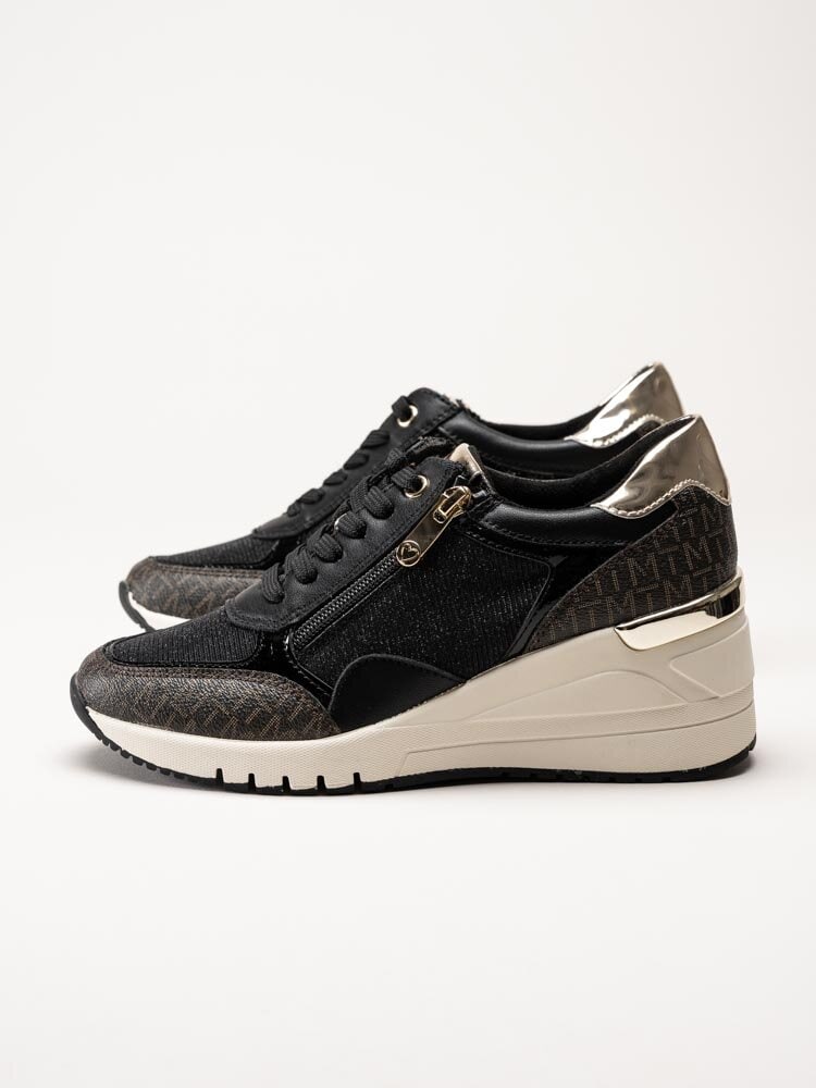 Marco Tozzi - Svarta kilklackade sneakers