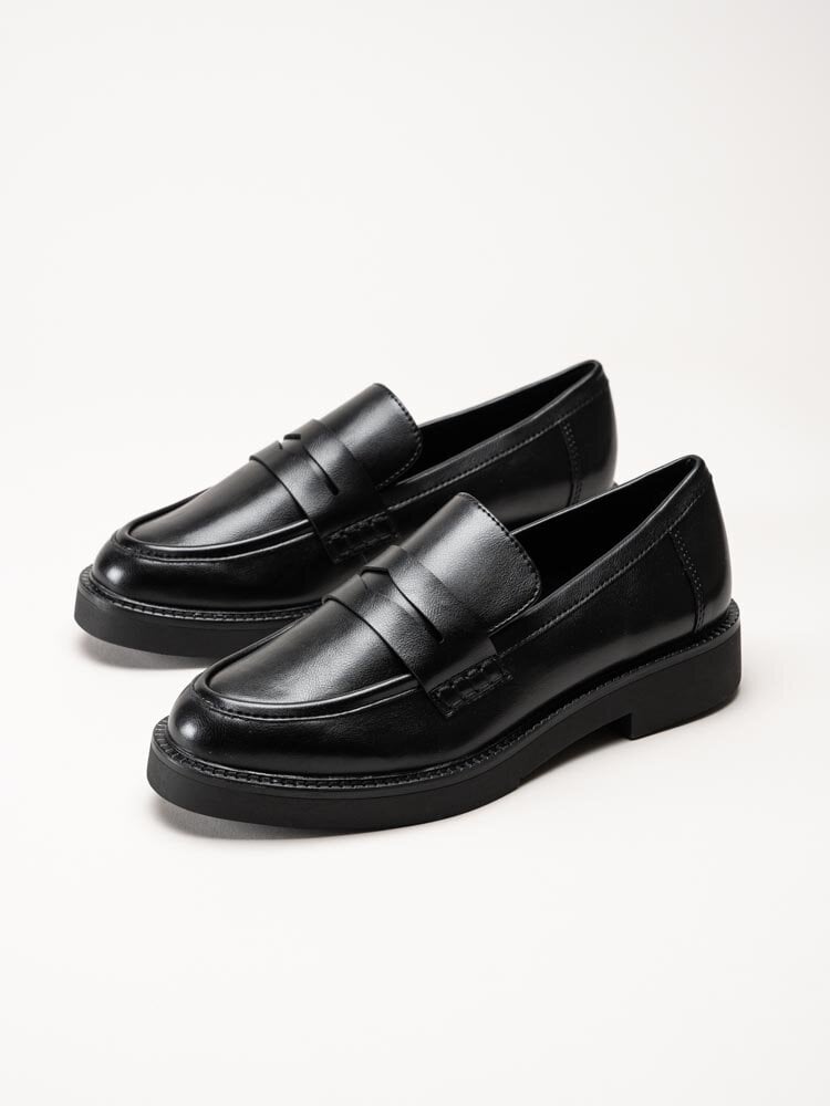 Marco Tozzi - Svarta loafers i skinnimitation