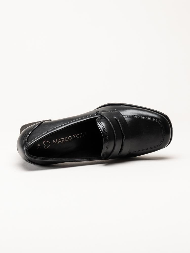 Marco Tozzi - Svarta klackloafers i skinnimitation