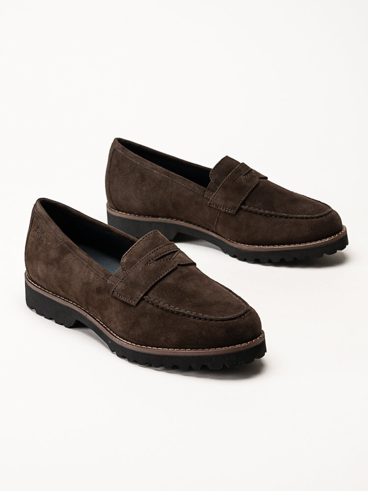 Sioux - Meredith - Mörkbruna loafers i mocka