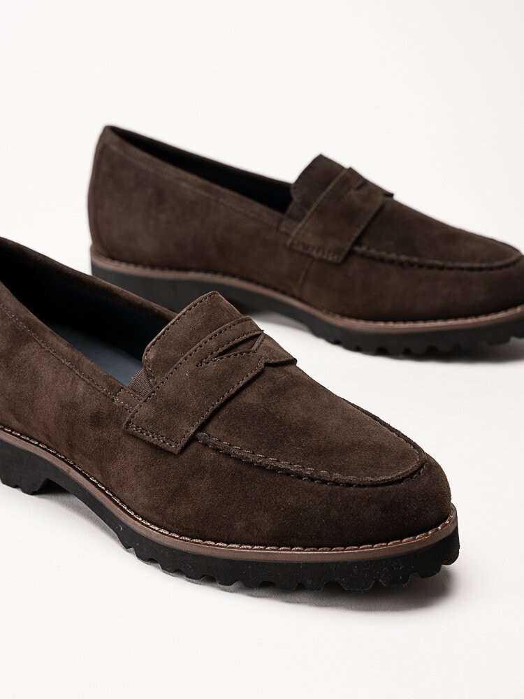 Sioux - Meredith - Mörkbruna loafers i mocka