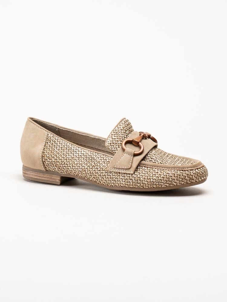 Jana - Beige loafers i textil