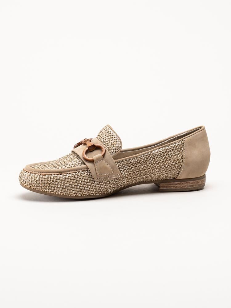 Jana - Beige loafers i textil