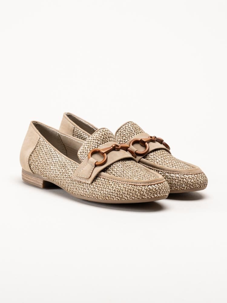 Jana - Beige loafers i textil