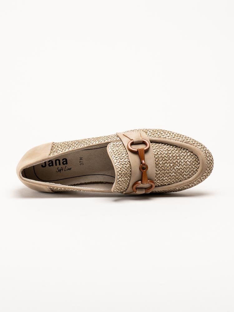 Jana - Beige loafers i textil