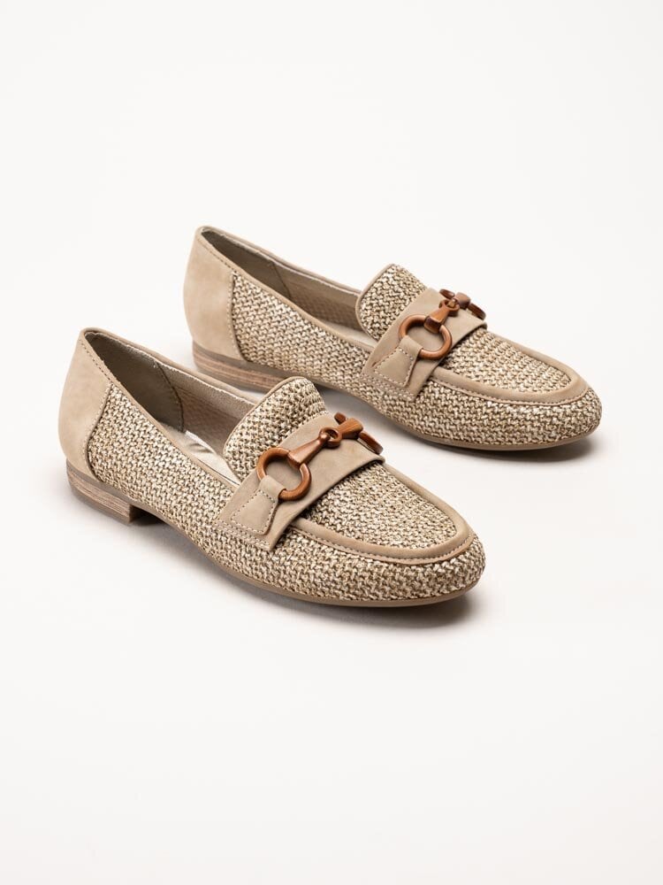 Jana - Beige loafers i textil