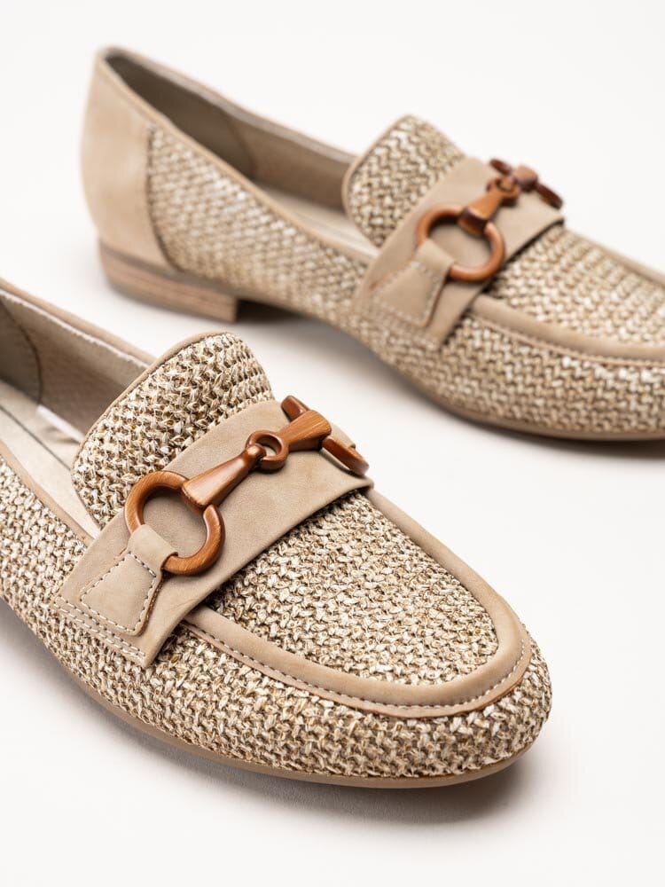 Jana - Beige loafers i textil