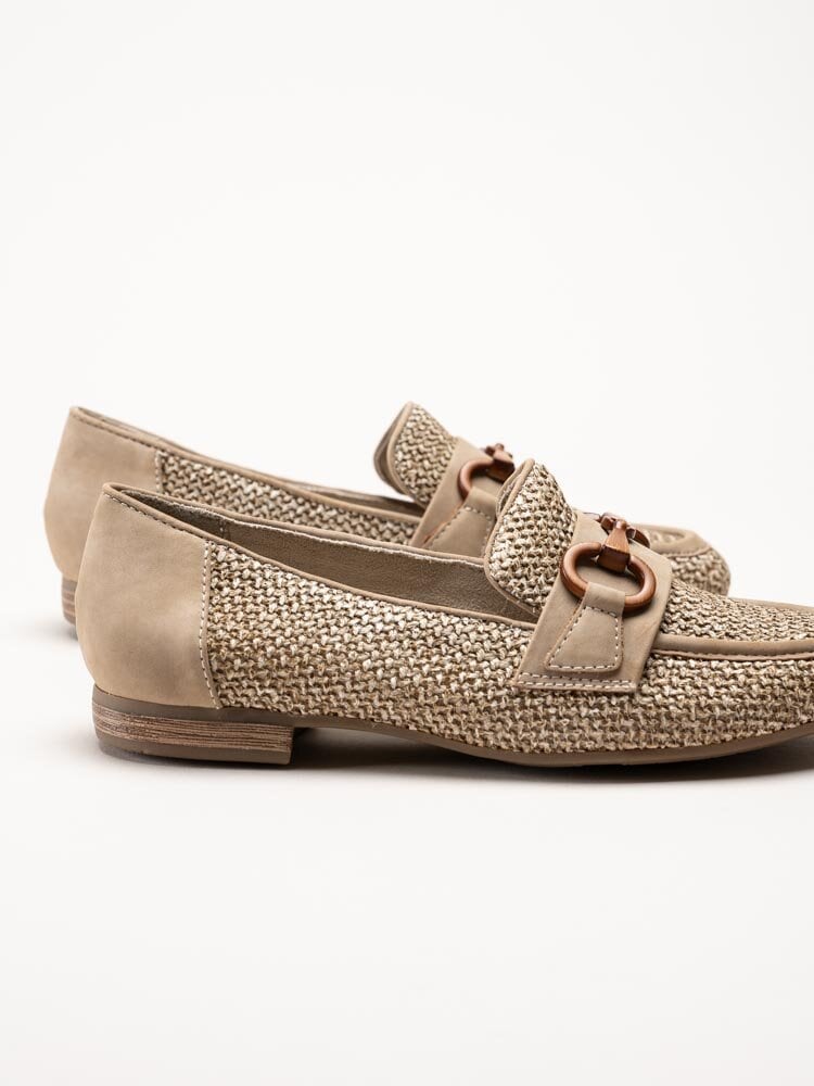 Jana - Beige loafers i textil